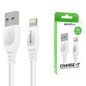 CHARGE-IT (1M) 8 Pin USB Data Cable for Apple Lightning devices - 1 Metre - White